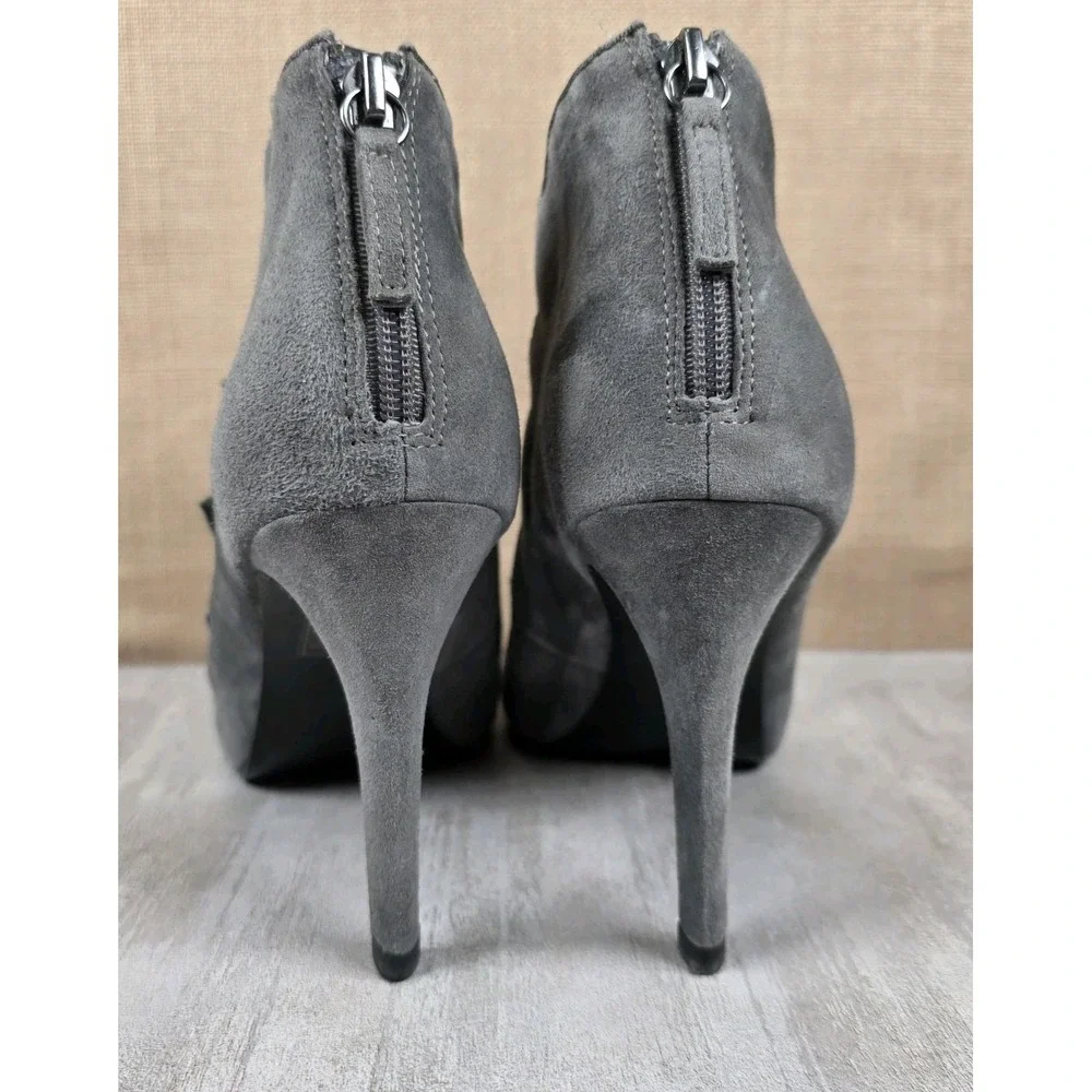 White House Black Market Marlee Open Toe Smoked Pearl Suede Buckle Booties Sz 9M